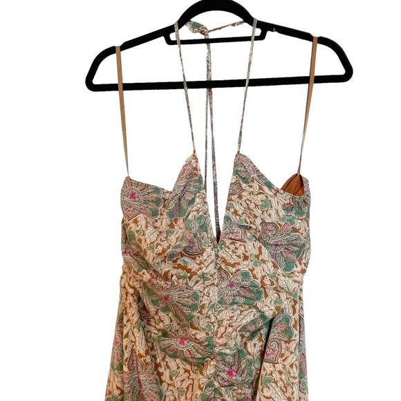 Veronica Beard Floral Ruched Aldana Dress Sleeveless Halter Neck Size 14 NWOT - Picture 7 of 12